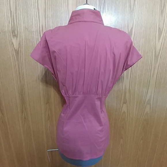 Pink fitted button down w/cap sleeves. (10) - Picture 2 of 8
